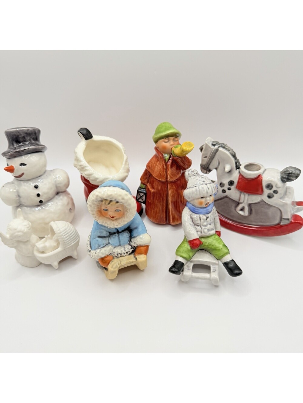 Vintage Goebel Winter Christmas Inspired Lot Of 7 West Germany 1970’s Hand Made